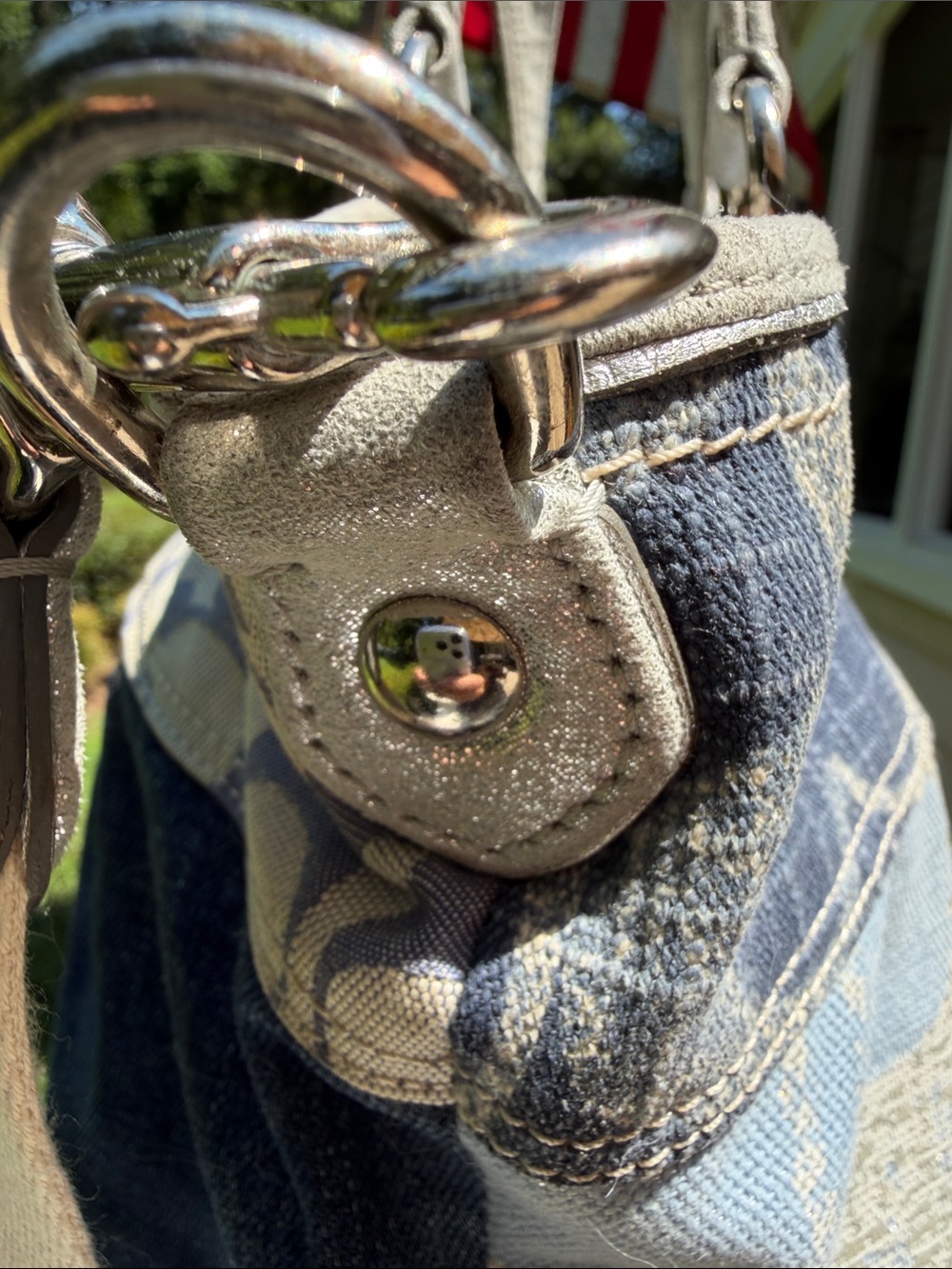 Coach Poppy Denim and Metallic Blue Patchwork Rocker Satchel 2010 w TAGS - Picture 6 of 17